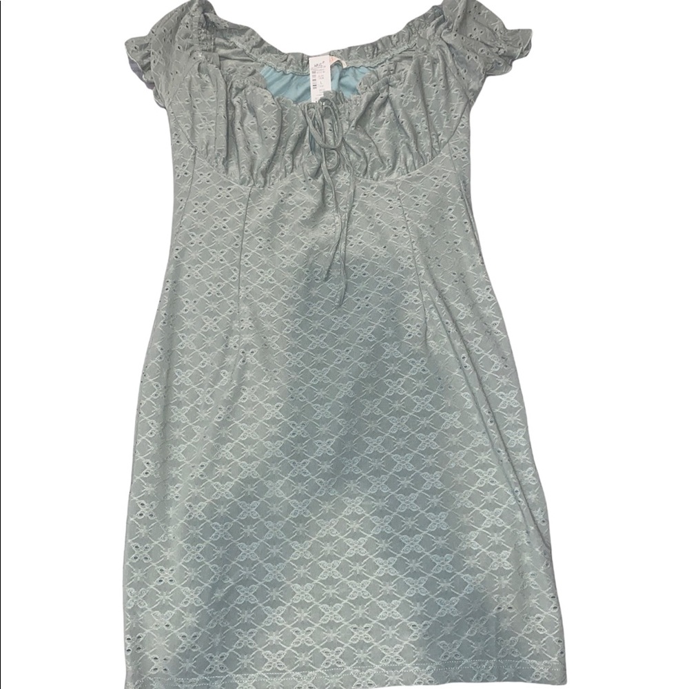 Mint green spring dress.